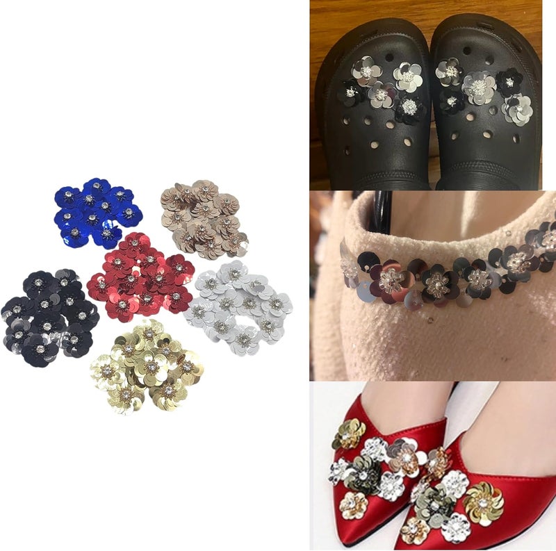 Lmlliang 10pc Sequin Flowers Beading Applique Gold 1.18Inch Sew on Patches Glitter Mini Crystal Paillette Applique for DIY Wedding Cloth Shoes Hair Headband Decor - Image 4